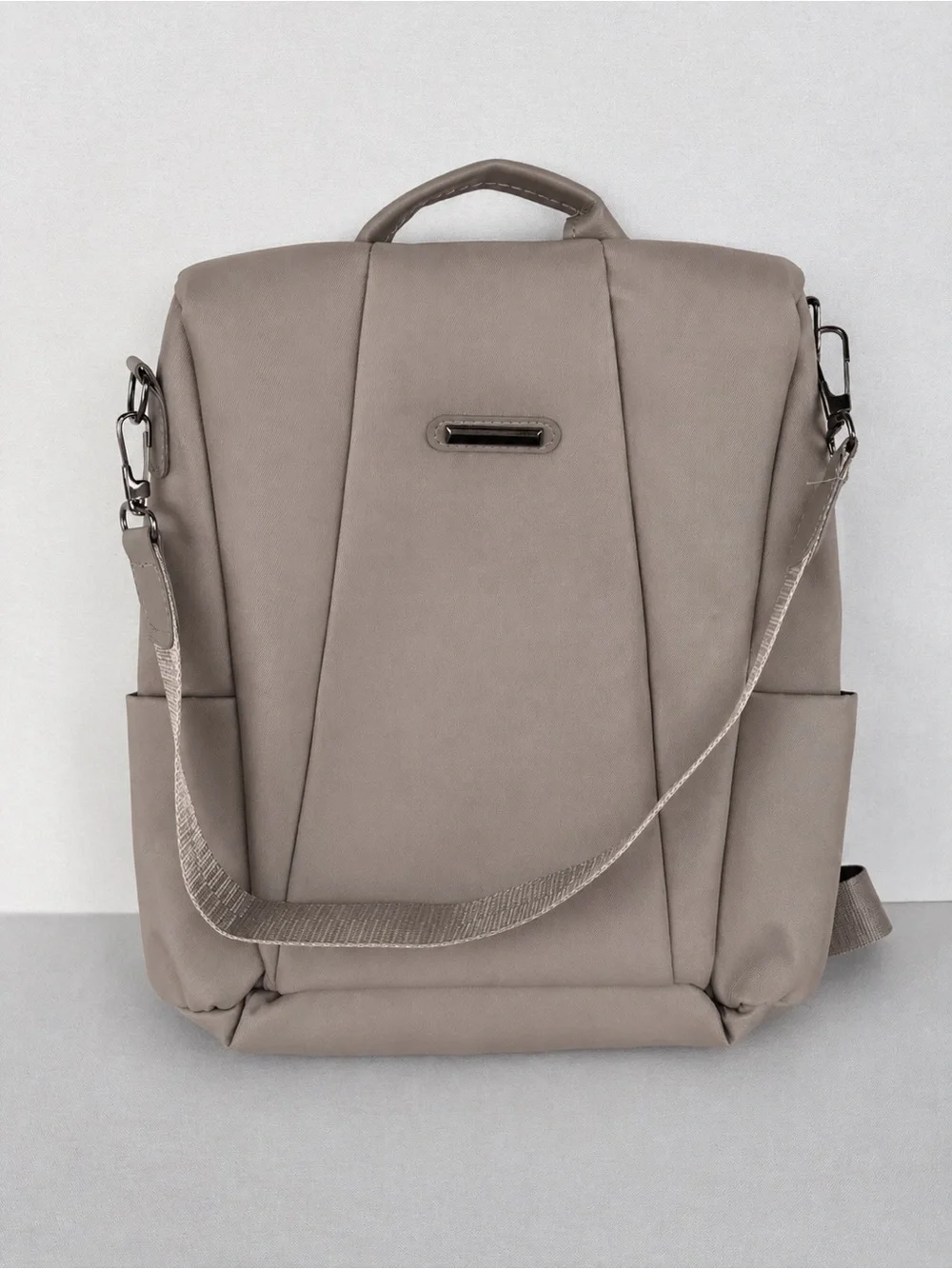 NEW Convertible Backpack Crossbody Bag Taupe Rear Open Lightweight Travel Purse